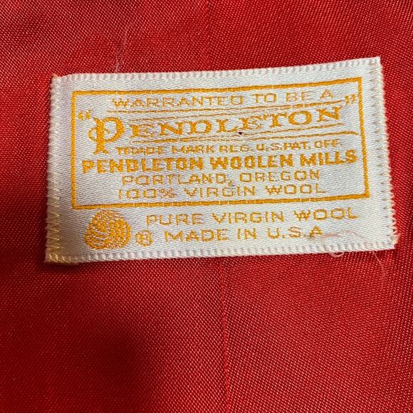 Vintage 70s Pendleton Wool Blazer Collarless Button Down Bolero Red Womens S - Picture 8 of 9
